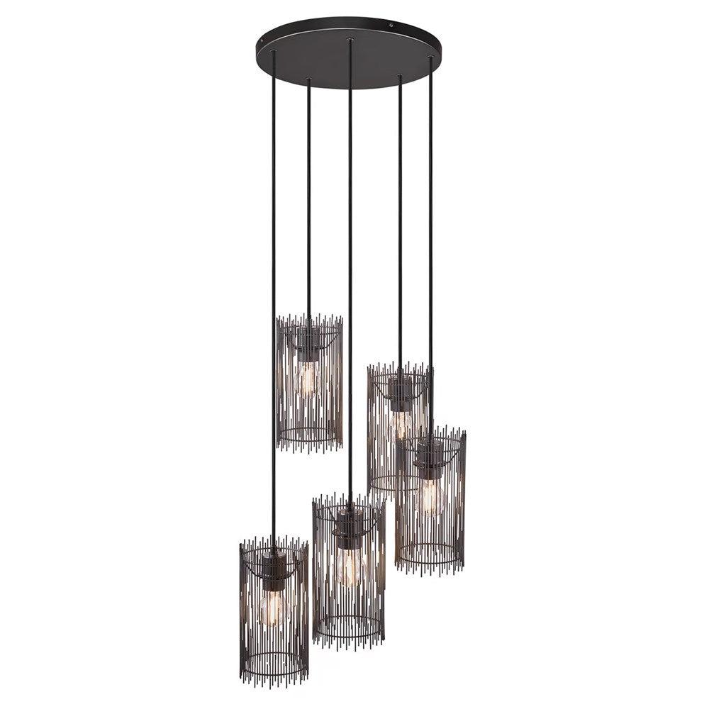 Elvis XL Pendant Light 5Lt in Black, Champagne