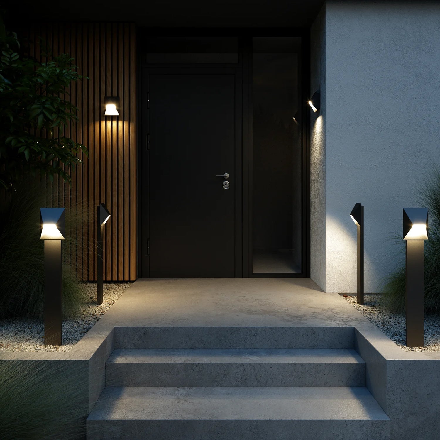 Pontio Bollard Light in White, Black, Sanded or Galvanized