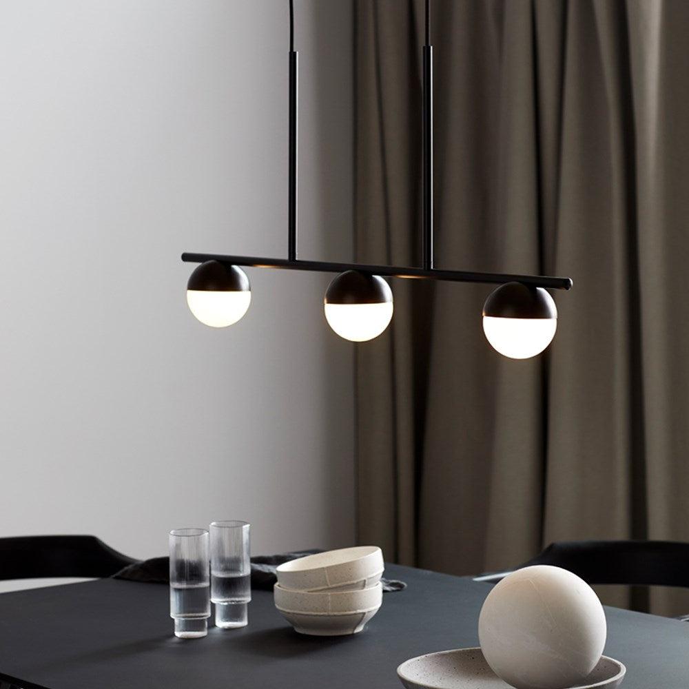 Contina Pendant Light 3Lt Black/Opal, Brass/Opal