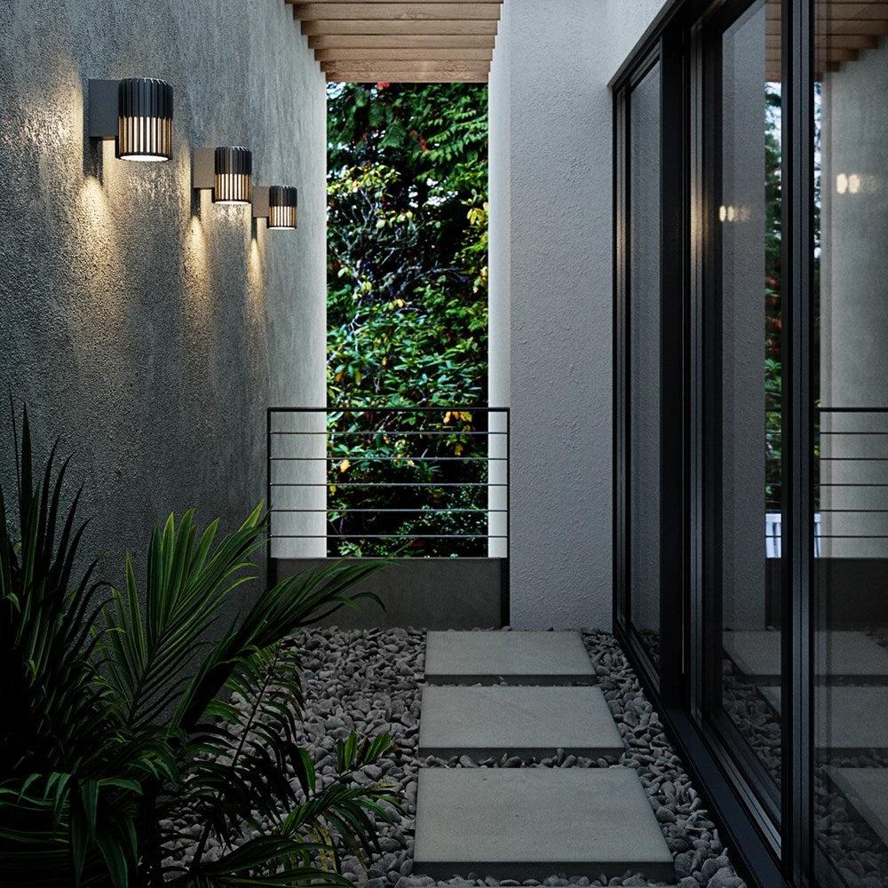 Aludra Outdoor Wall Light in Aluminium, Black or Brown Metallic