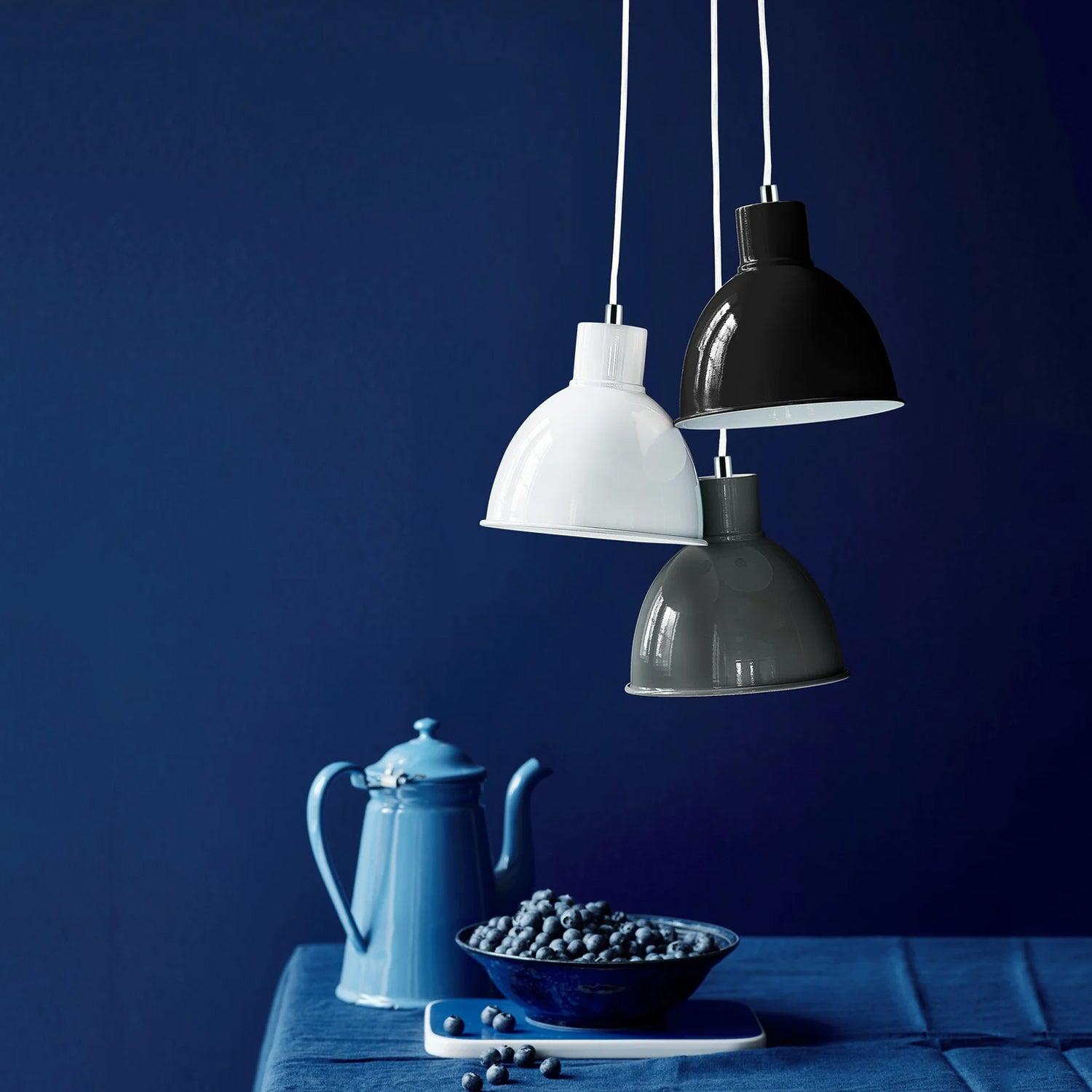 Pop Pendant Light Metal in White, Black, Blue, Green or Anthracite