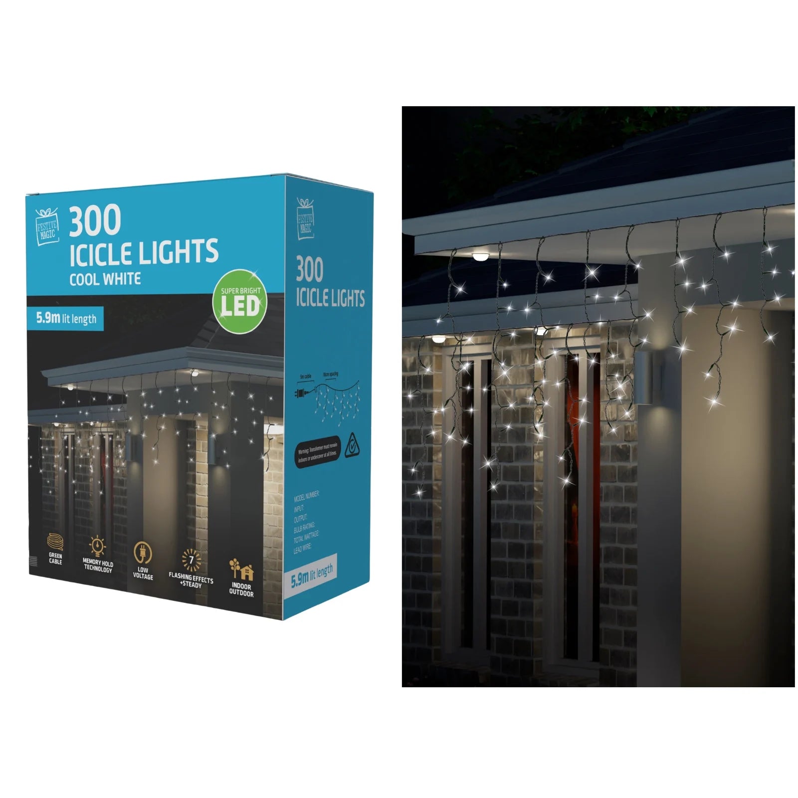 Icicles flashing 300 COOL WHITE