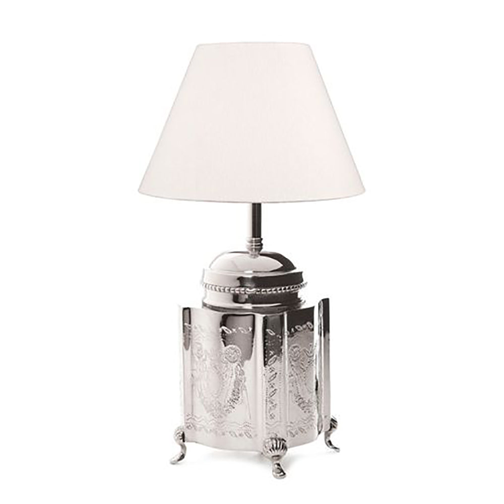 Kensington 1 Light Table Lamp Base Only Shiny Nickel - Engraved Tea Caddy