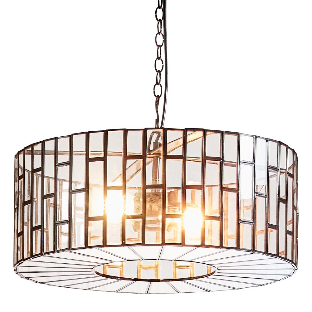 Heston Pendant Light Black Brass / Glass
