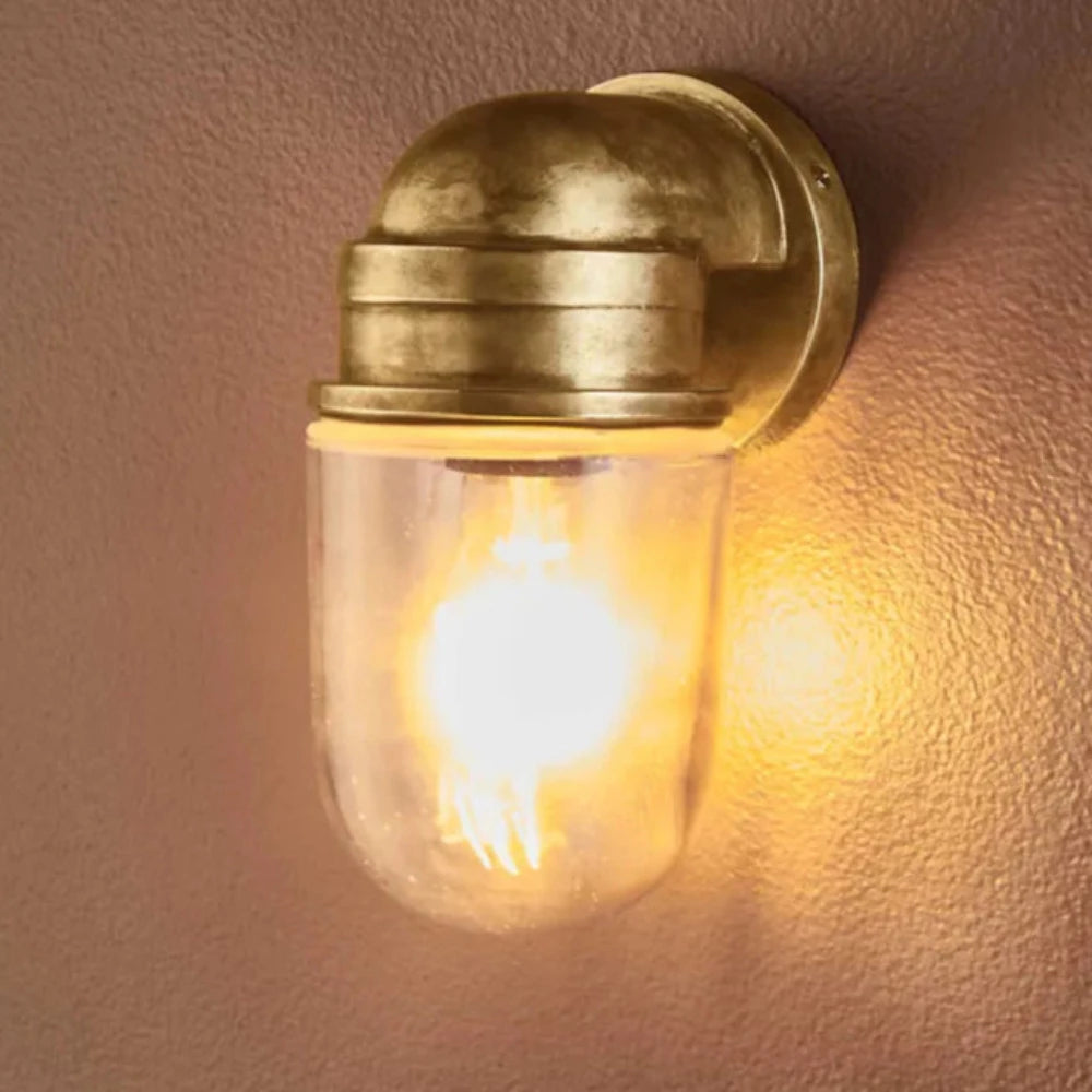 Nautical Exterior Wall Light Brass Glass