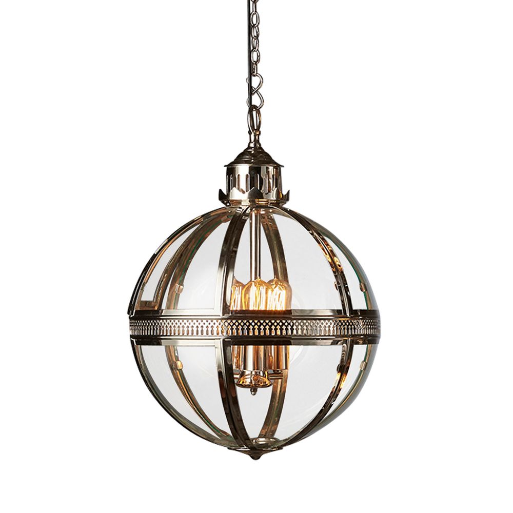 Saxon 3 Light Pendant Medium Shiny Nickel