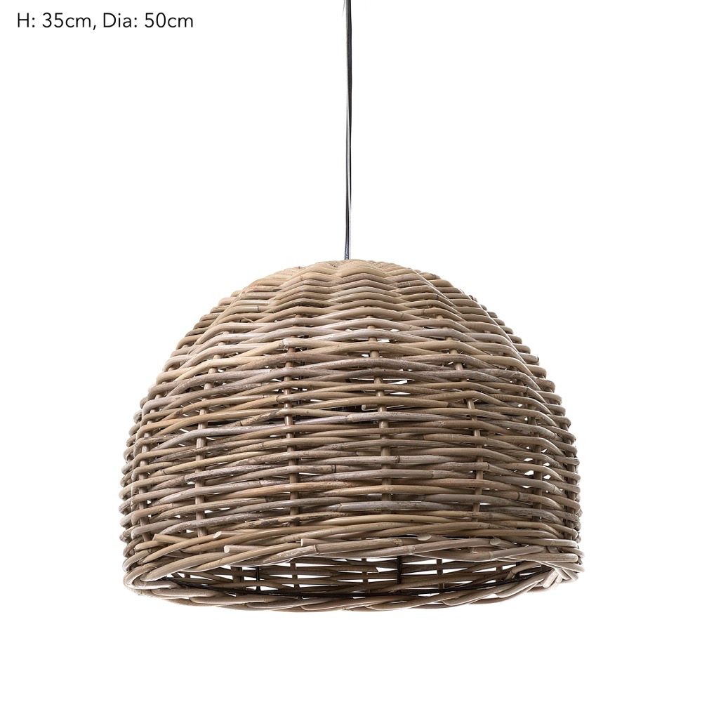 Rattan Small 1 Light Pendant 500x300mm