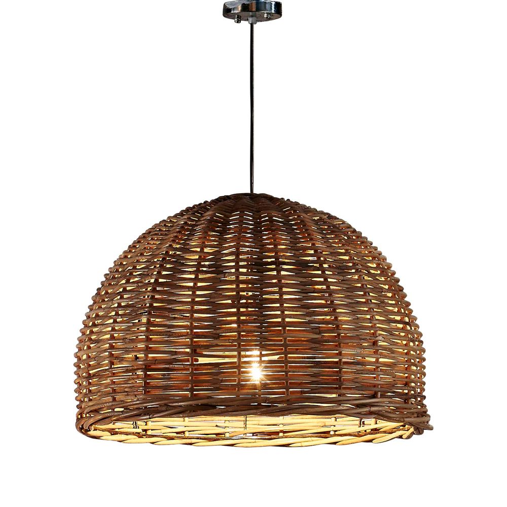 Rattan Large 1 Light Pendant 600x400mm