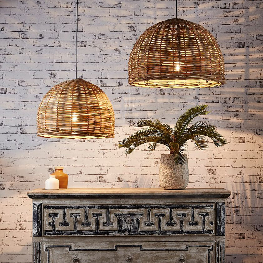 Rattan Large 1 Light Pendant 600x400mm