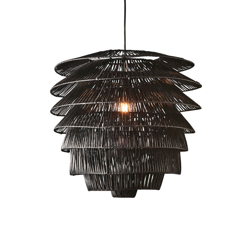 Saba Rattan 1 Light Pendant Black