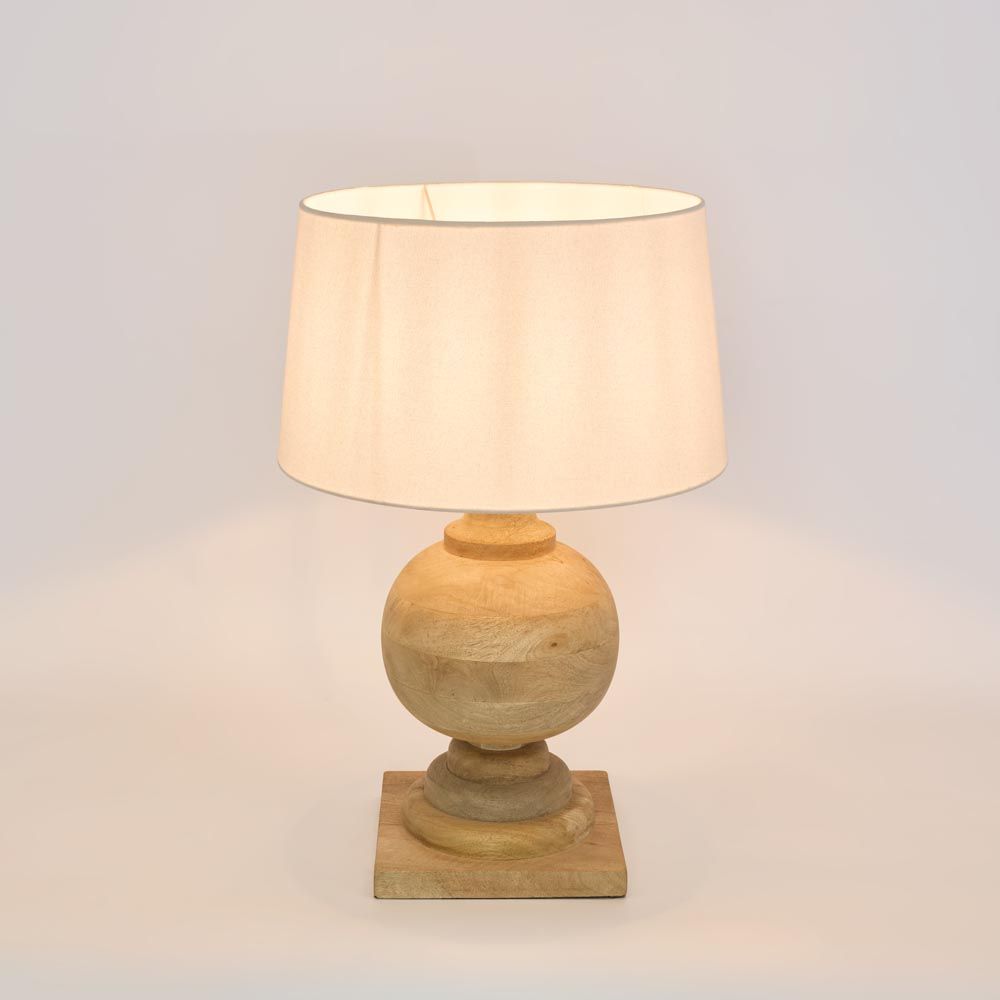 Coach Table Lamp with White Shade Natural