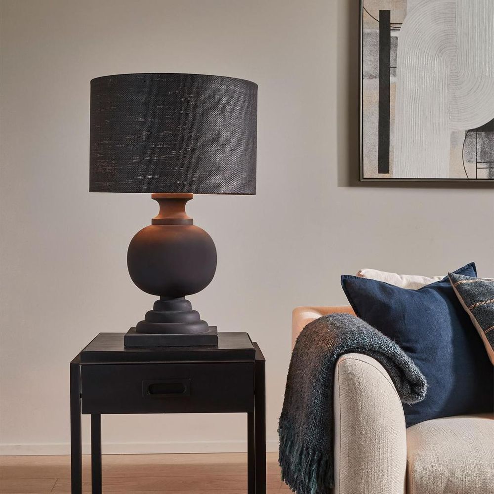 Coach Table Lamp with Shade Black