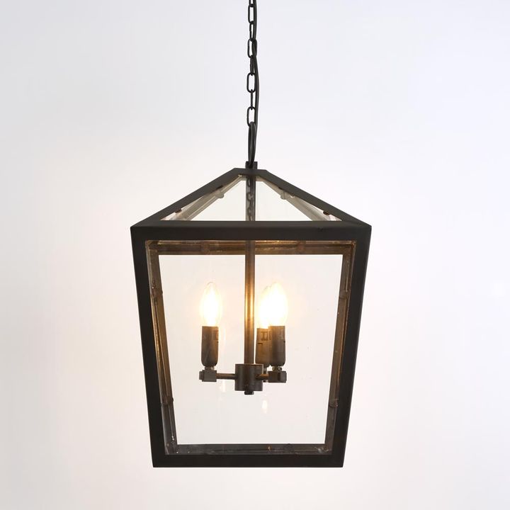 Melrose Pendant 3 Lights Black Iron / Glass
