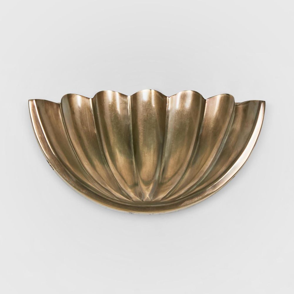 Half Moon Shell Shade Small Wall Light Antique Brass