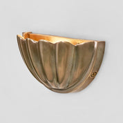 Half Moon Shell Shade Small Wall Light Antique Brass