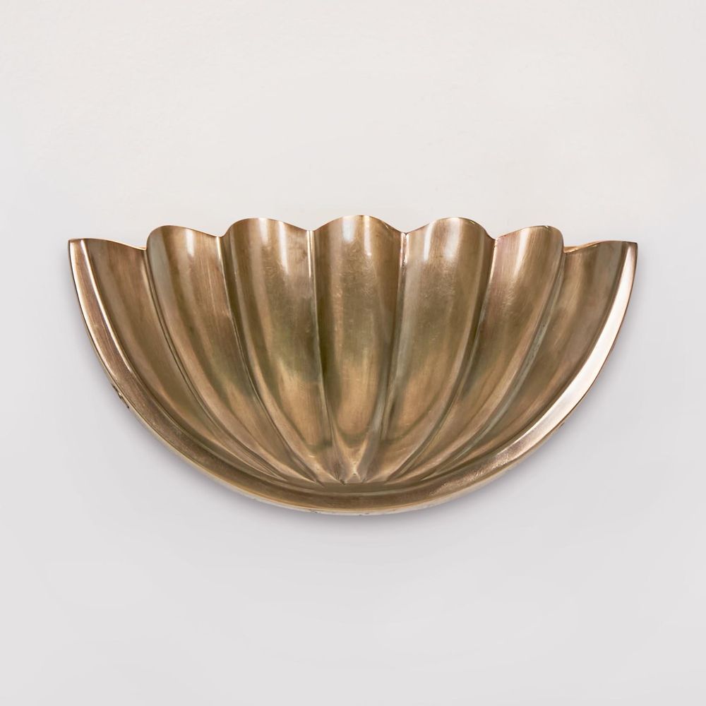 Half Moon Shell Shade Small Wall Light Antique Brass