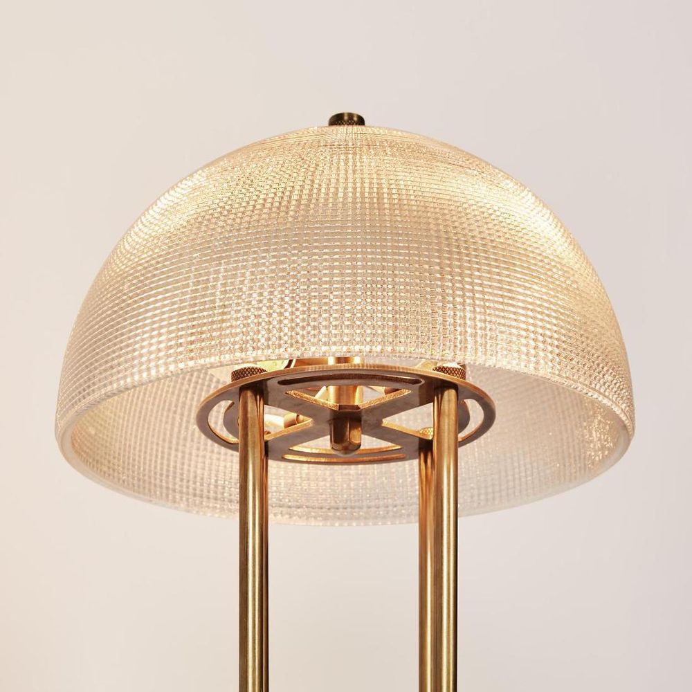 Victor Table Lamp with Textured Glass Antique Brass