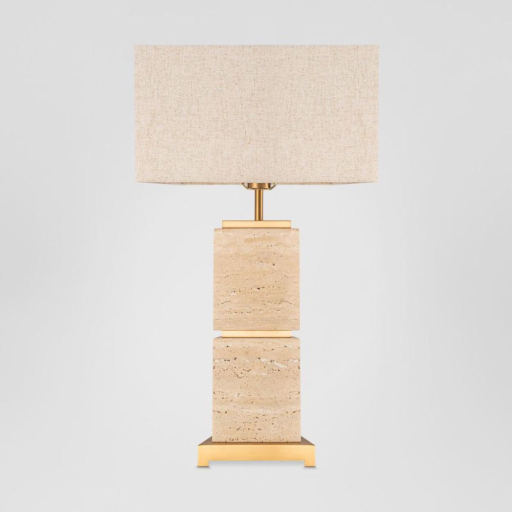 Ashley Table Lamp Brass & Travertine With Shade