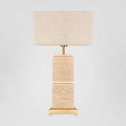 Ashley Table Lamp Brass & Travertine With Shade