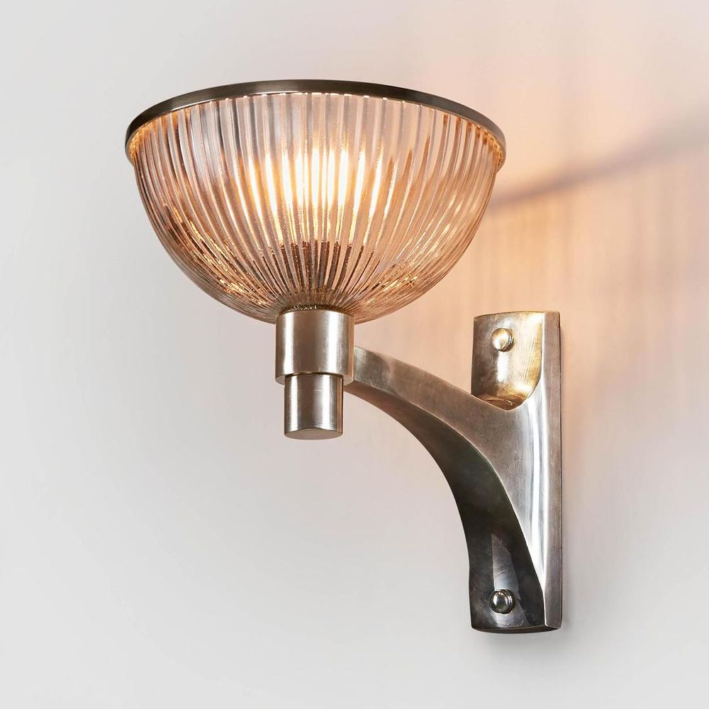 Astor Glass 1 Light Wall Lamp Silver