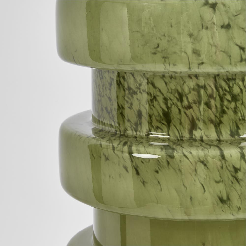 Remy Table Lamp Green Glass Base With White Shade