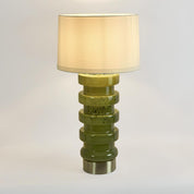 Remy Table Lamp Green Glass Base With White Shade