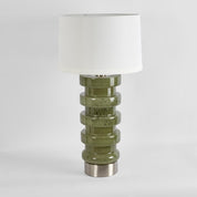 Remy Table Lamp Green Glass Base With White Shade