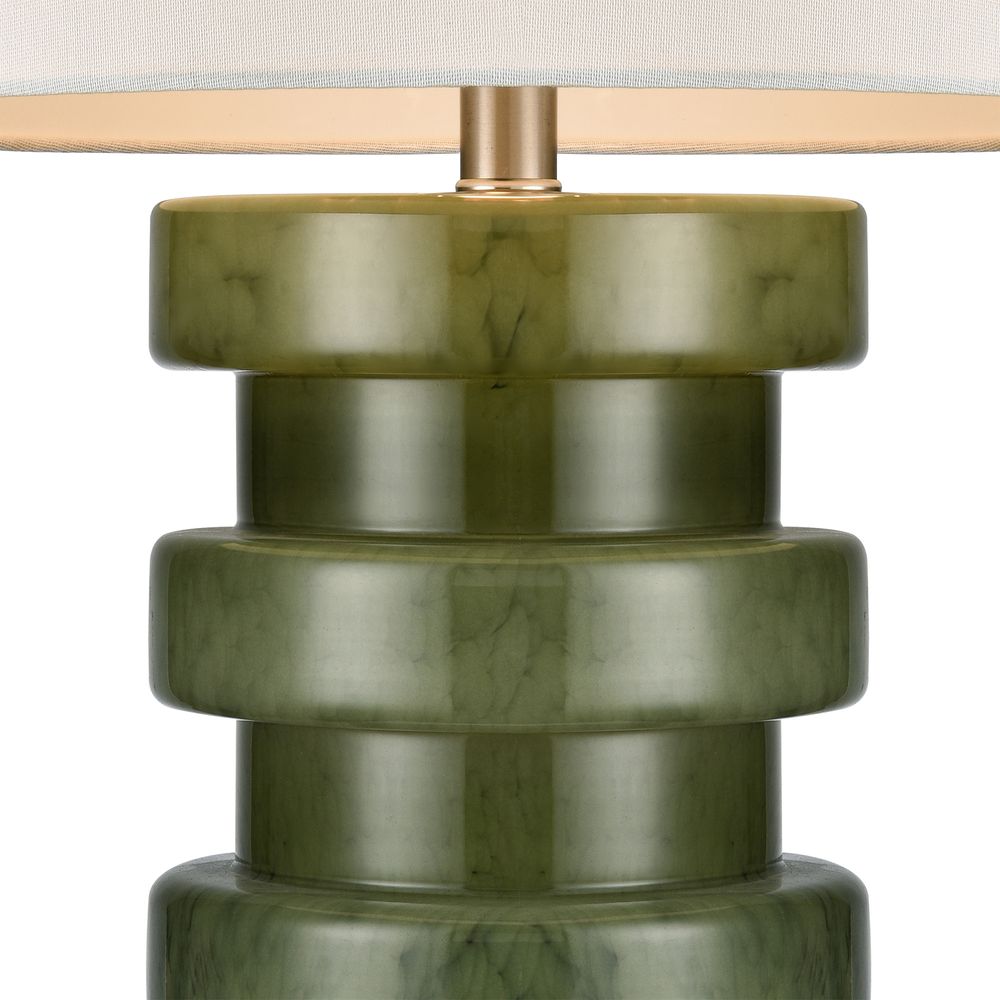 Remy Table Lamp Green Glass Base With White Shade