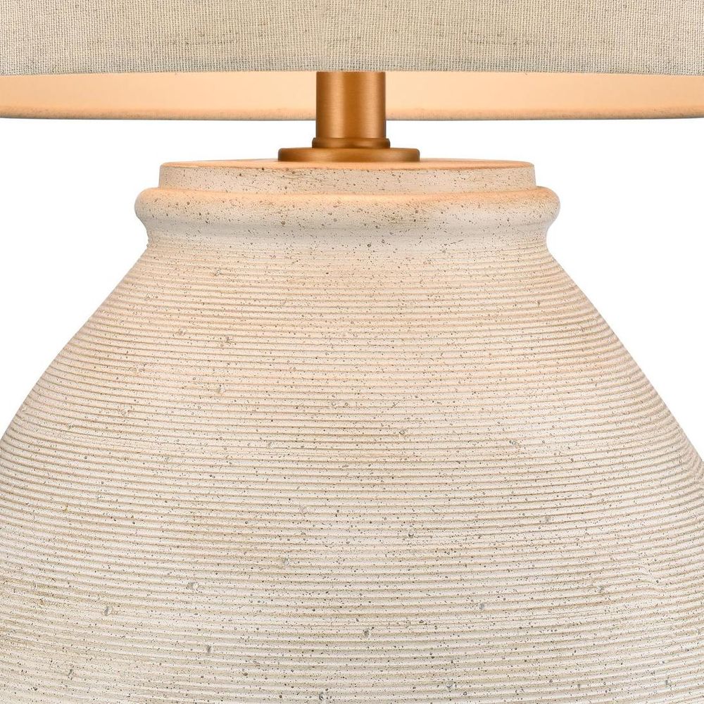 Forbes Table Lamp White Sandstone Base With Linen Shade