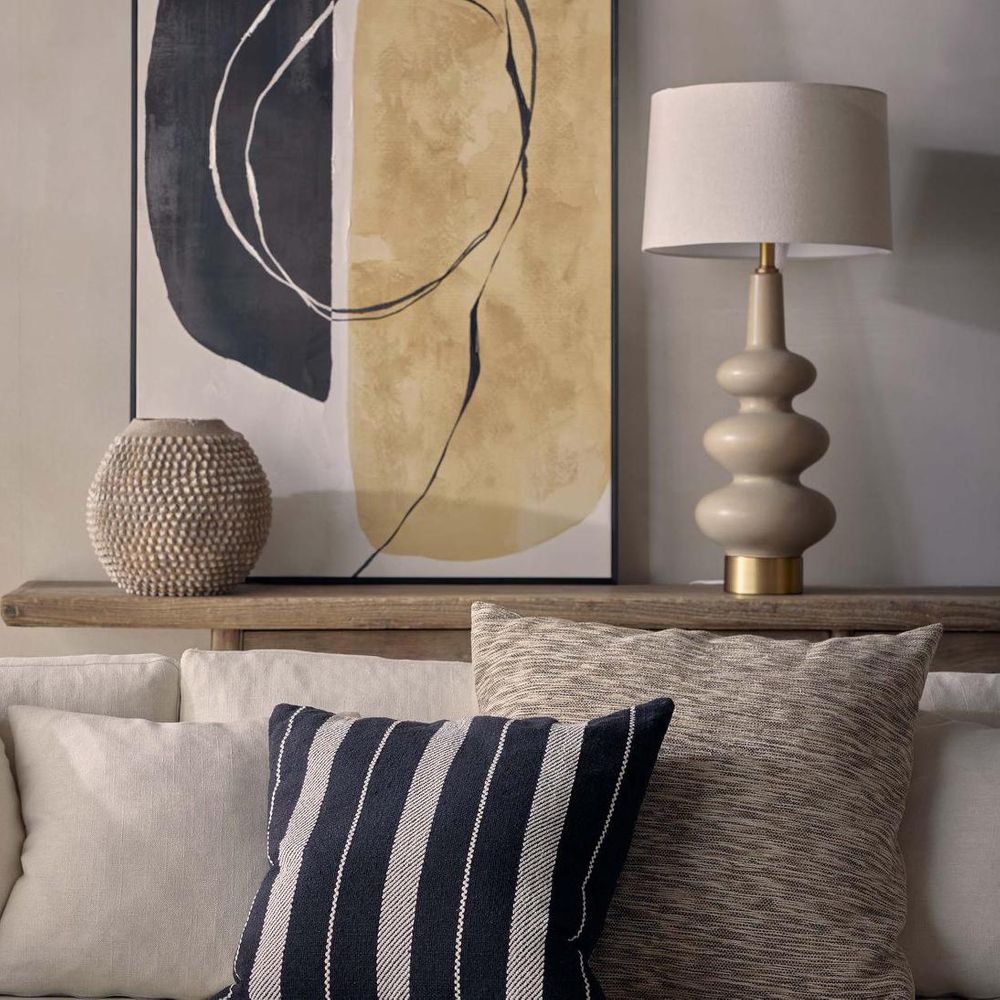 Linden Table Lamp Sandstone Base With Linen Shade