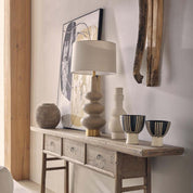 Linden Table Lamp Sandstone Base With Linen Shade