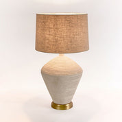 Caufield Table Lamp White Sandstone Base With Linen Shade