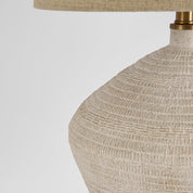 Caufield Table Lamp White Sandstone Base With Linen Shade