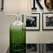 Henley Table Lamp Green Glass Base With White Shade