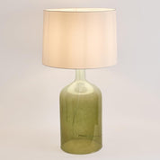 Henley Table Lamp Green Glass Base With White Shade