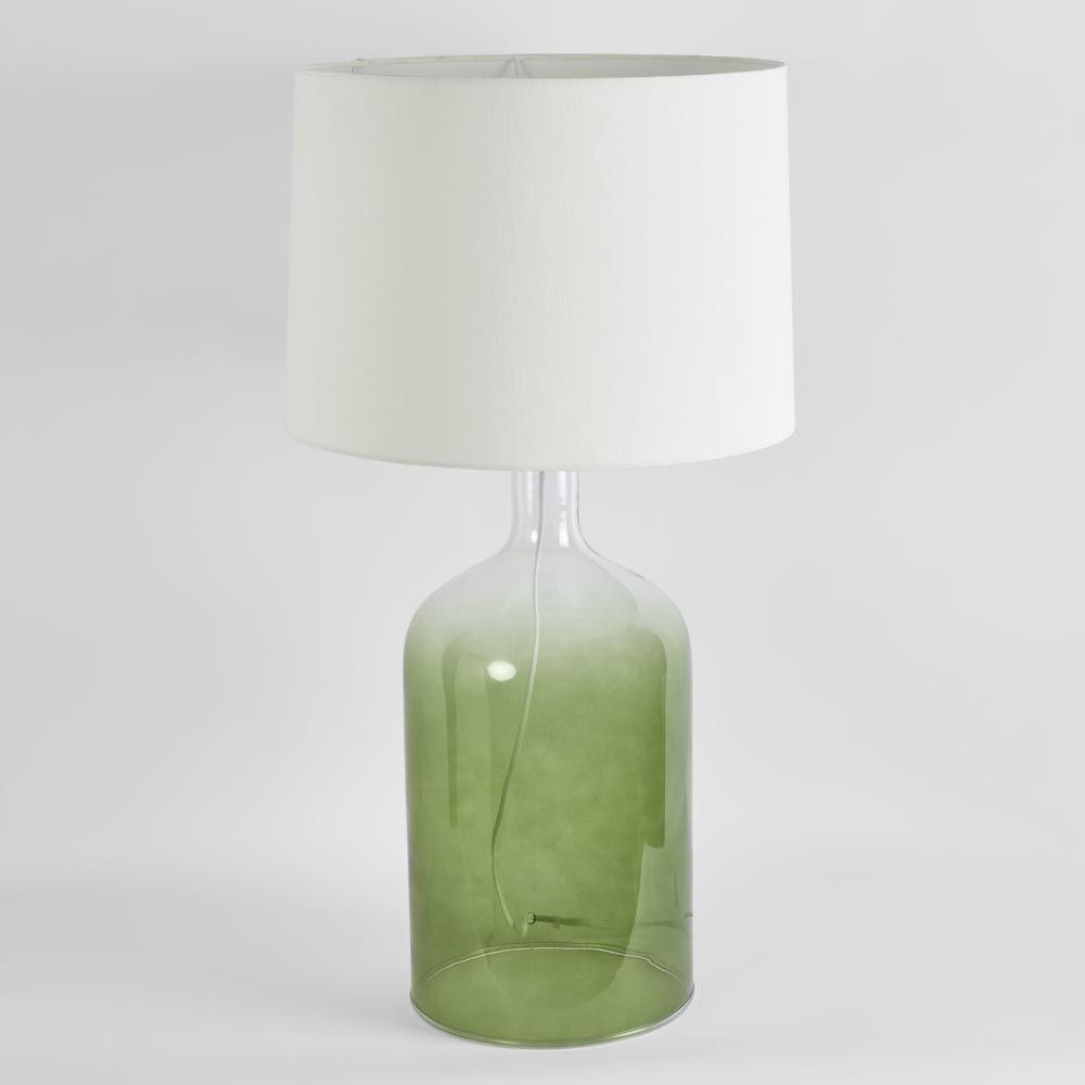 Henley Table Lamp Green Glass Base With White Shade
