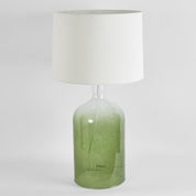 Henley Table Lamp Green Glass Base With White Shade