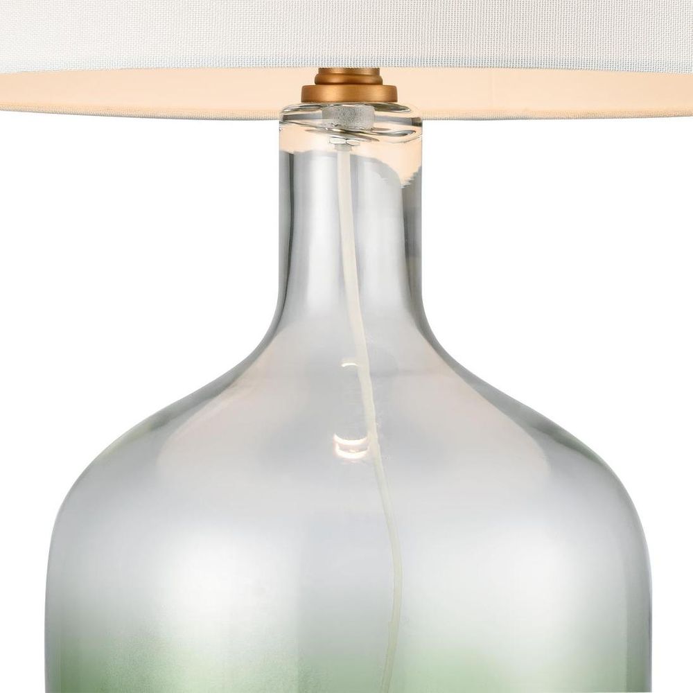 Henley Table Lamp Green Glass Base With White Shade