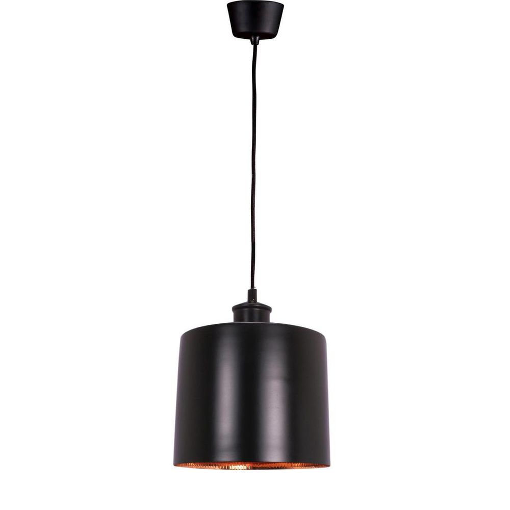 Portofino Large 1 Light Metal Drum Pendant Matt Black, Copper