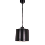 Portofino Large 1 Light Metal Drum Pendant Matt Black, Copper