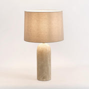 Olsen Table Lamp Travertine Base With Linen Shade