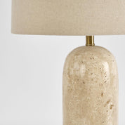 Olsen Table Lamp Travertine Base With Linen Shade