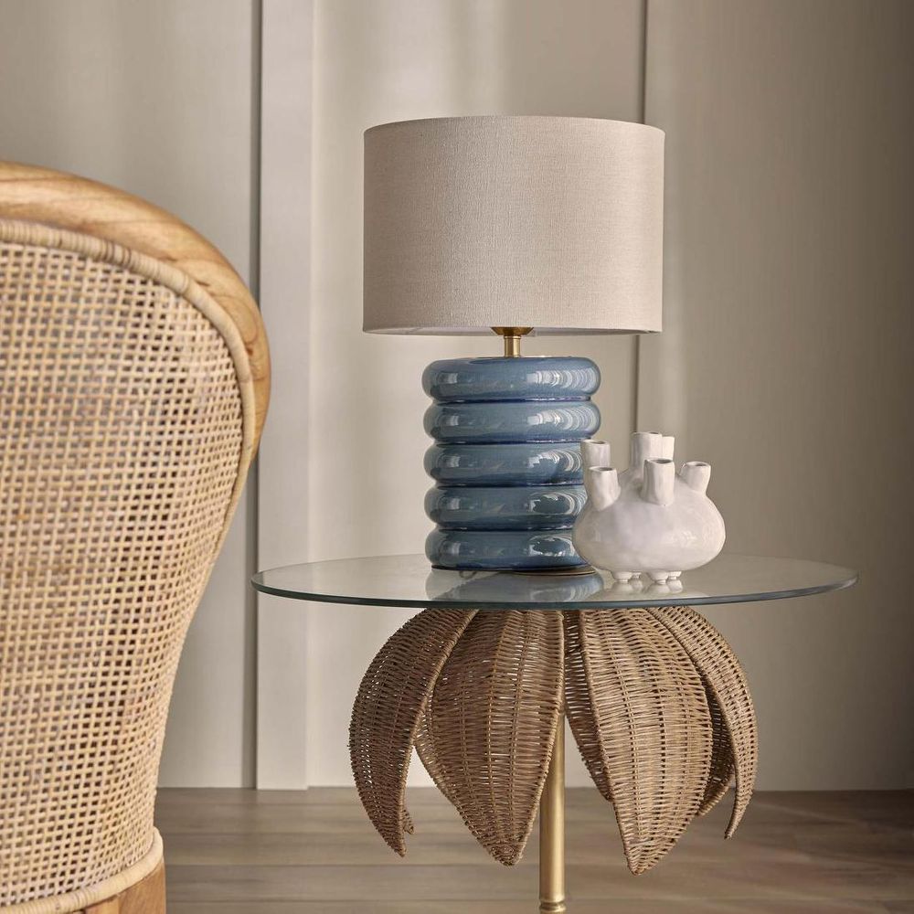 Bentley Table Lamp Blue Base With Linen Shade