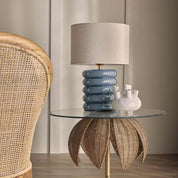 Bentley Table Lamp Blue Base With Linen Shade