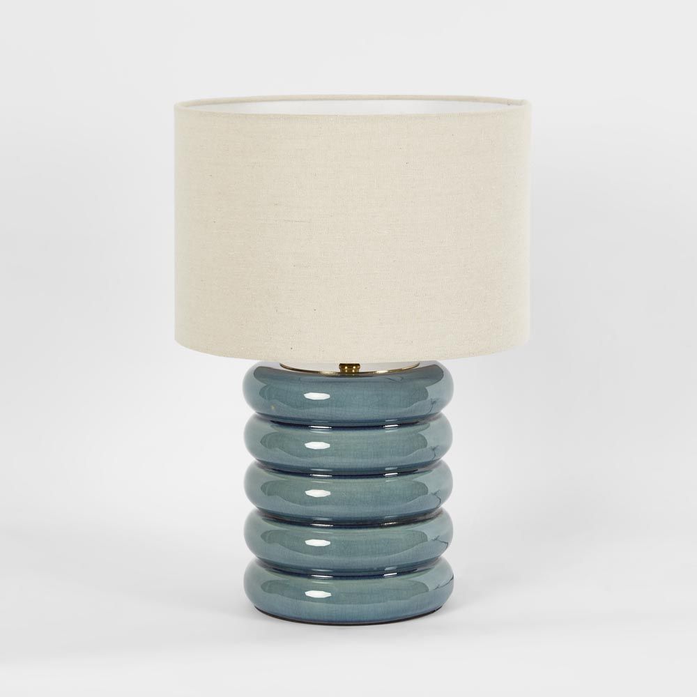 Bentley Table Lamp Blue Base With Linen Shade