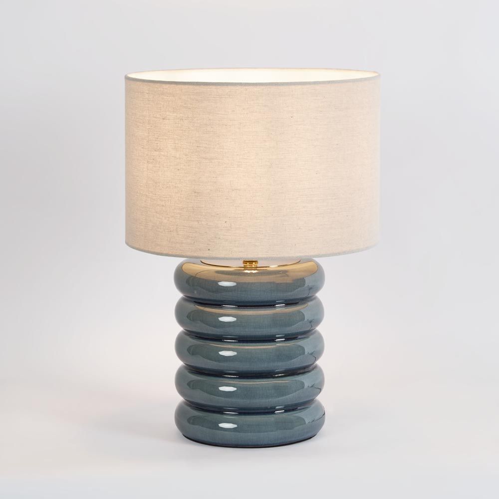 Bentley Table Lamp Blue Base With Linen Shade