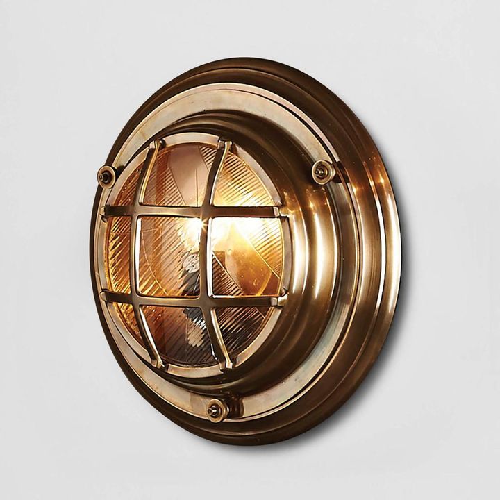 Jervis Outdoor Porthole Wall Light Brass