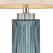 Serento Table Lamp Blue Glass Base With White Shade