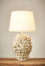 Londolozi Glazed Coral Ceramic Table Lamp with White Cylinder Shade
