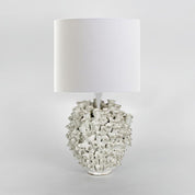 Londolozi Glazed Coral Ceramic Table Lamp with White Cylinder Shade